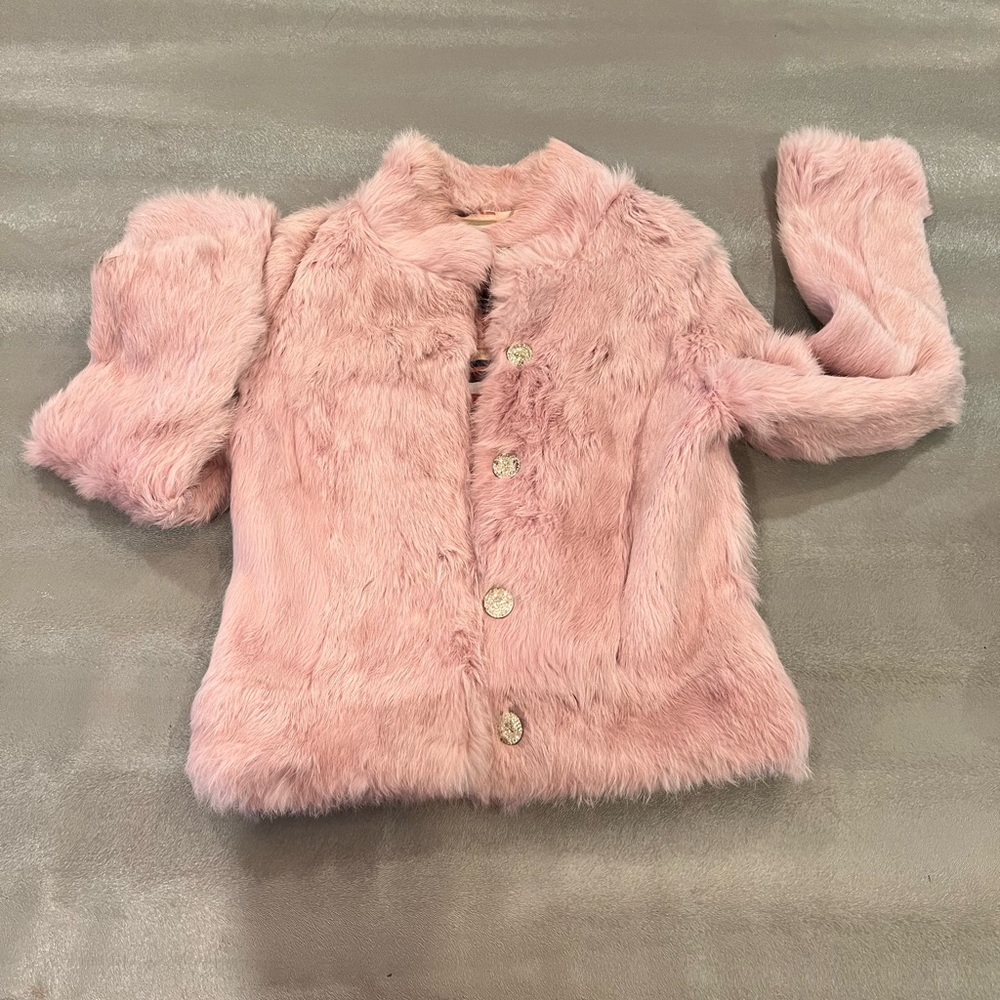 John Carlisle pink rabbit fur. Size XS